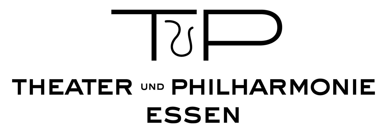 Logo des Theater und Philharmonie Essen mit stilisierten Buchstaben T, u und P über dem Text.