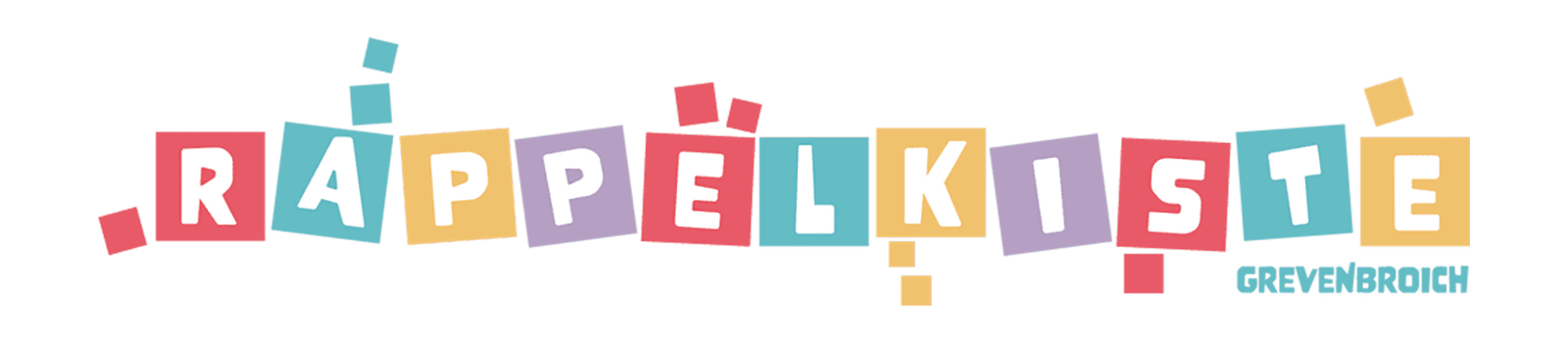 Bunt gestaltetes Logo mit dem Schriftzug RÄPPELKISTE und Grevenbroich darunter.