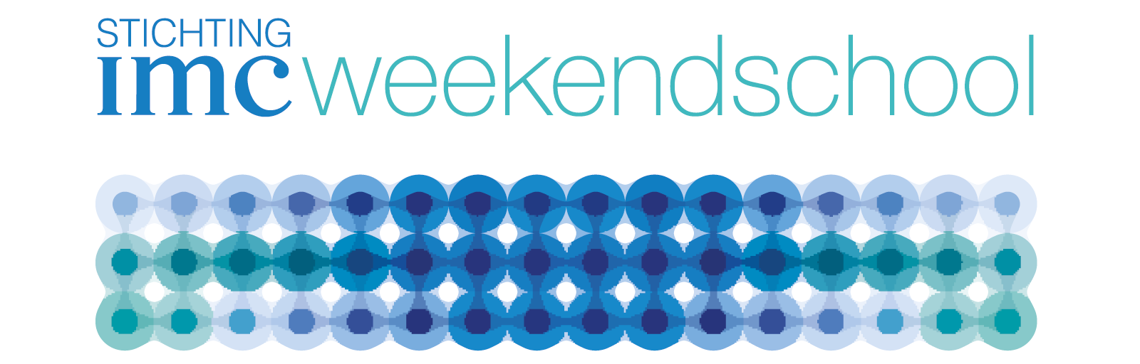 Das Logo von Stichting IMC Weekendschool zeigt stilisierte Kreise in Blau- und Grüntönen.