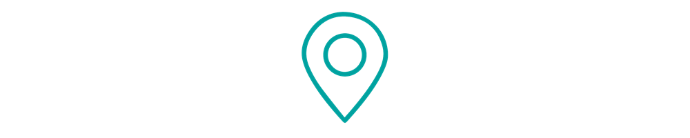 The image features a turquoise location pin symbol with a simple, clear design.